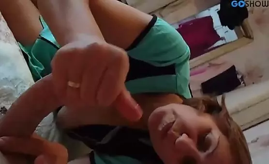 MILF Housewife Sucks and Strokes Her Man